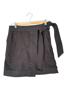 Banana Republic Black Cotton Linen Blend Wrap Mini Skirt Utility Gorpcore XS